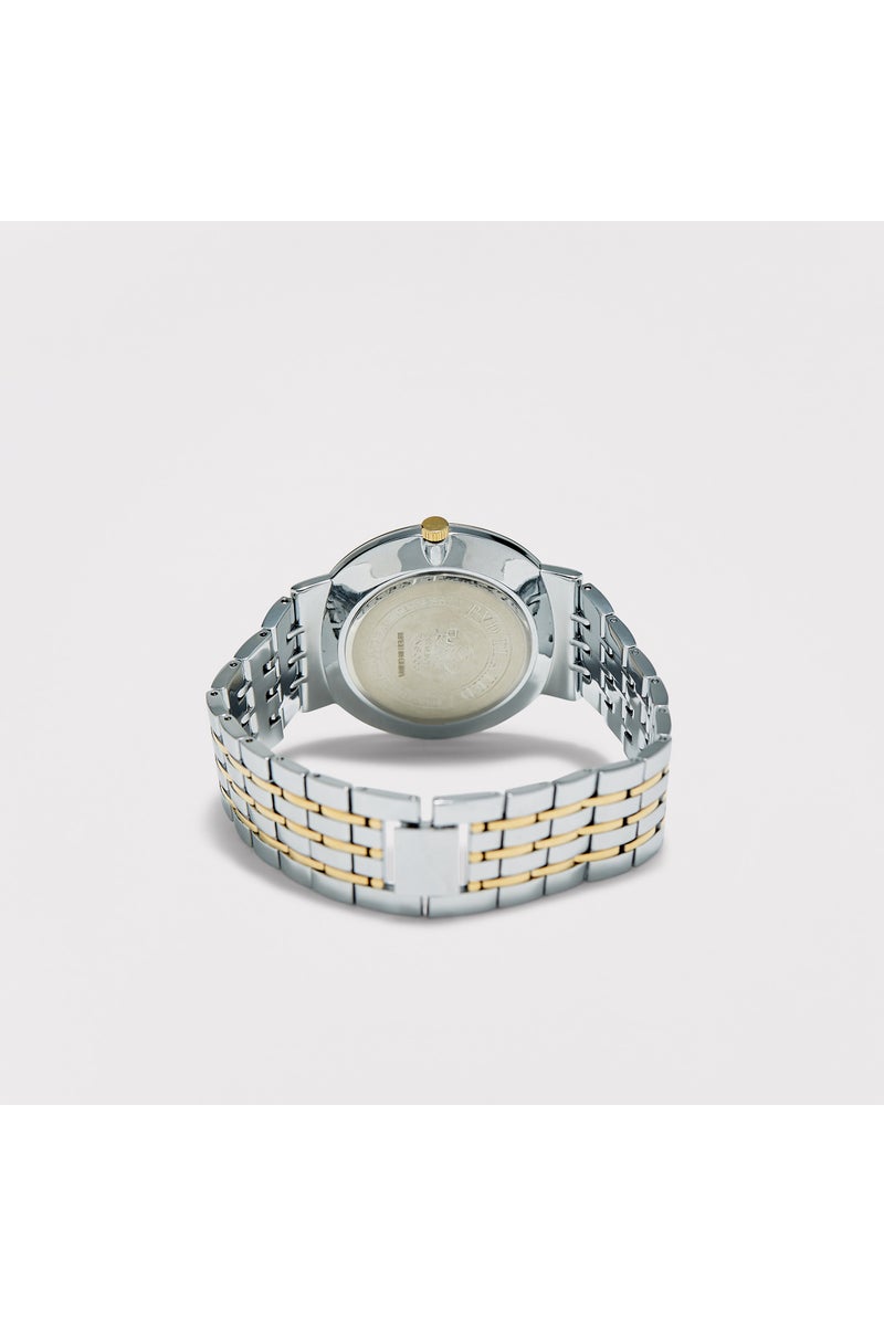 OMAX Men's Silver & Gold Stainless Steel Strap Analog Wristwatch - 00RNS003N001 | 42 MM - Image 2